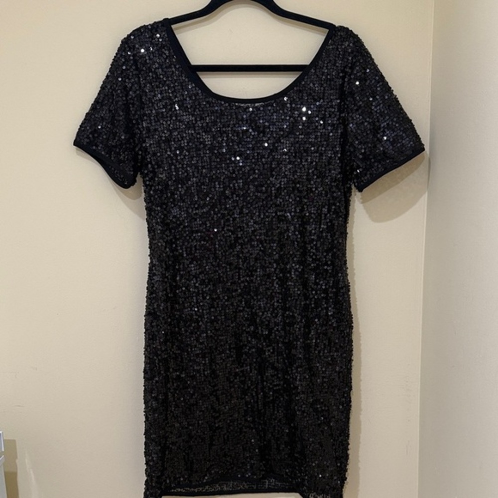 Elegant Black Sequin Dress ULTIMATE SHAPING Women’s evening dress size Large